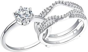 img 4 attached to 💍 Wuziwen Women's Sterling Silver Solitaire Round CZ Engagement Ring Set - Size 4-13