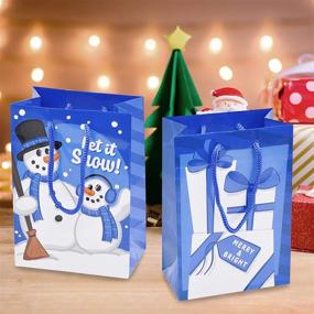 img 3 attached to Set of 20 Blue Christmas Gift Bags – Festive Paper Bags with 6 Designs for Holiday Gift-Giving