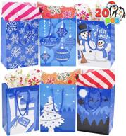 set of 20 blue christmas gift bags – festive paper bags with 6 designs for holiday gift-giving logo