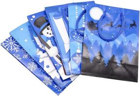 img 1 attached to Set of 20 Blue Christmas Gift Bags – Festive Paper Bags with 6 Designs for Holiday Gift-Giving