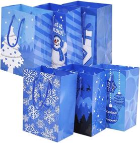 img 2 attached to Set of 20 Blue Christmas Gift Bags – Festive Paper Bags with 6 Designs for Holiday Gift-Giving