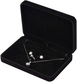 img 4 attached to 🎁 Black Velvet Jewelry Set Box: Spacious Necklace, Ring, Earring, and Pendant Gift Box - Perfect Storage for Pearl and Chunky Necklaces