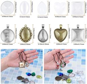 img 2 attached to 📿 Premium Pendant Trays with Glass Cabochons - Anezus 90pcs Set for Jewelry Making with Bezel Trays, Blanks, Glass Cabochons and Necklace Cords