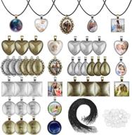 📿 premium pendant trays with glass cabochons - anezus 90pcs set for jewelry making with bezel trays, blanks, glass cabochons and necklace cords logo
