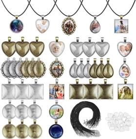 img 4 attached to 📿 Premium Pendant Trays with Glass Cabochons - Anezus 90pcs Set for Jewelry Making with Bezel Trays, Blanks, Glass Cabochons and Necklace Cords