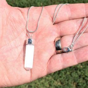 img 2 attached to 💎 Optimized Zenergy Gems Himalayan Gemstone Crystal Pendant Set with 20" Silver Chain and Selenite Charging Heart Included