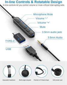 img 1 attached to 🎧 New Bee USB Headset with Noise Cancelling Micphone- Ideal for Office, Call Centers, Skype, Zoom- Compatible with USB-C Devices