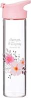 🌸 christian art gifts glass water bottle: strength and dignity proverbs 31:25 floral, 20oz, pink - a beautiful & inspirational hydration companion logo