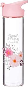 img 3 attached to 🌸 Christian Art Gifts Glass Water Bottle: Strength and Dignity Proverbs 31:25 Floral, 20oz, Pink - A Beautiful & Inspirational Hydration Companion