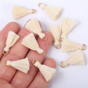 img 1 attached to 🧵 Crafts and Jewelry Making Wholesale Bulk of Mini Cotton Thread Tassels with Tiny Short Charms (95-100PCS)