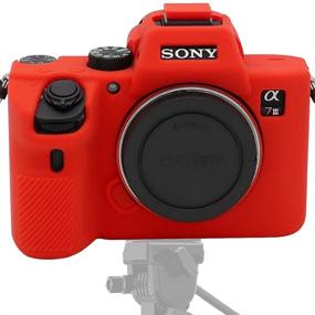 img 1 attached to 📷 Yisau Sony A7iii A7Riii A7siii Case: Durable Silicone Rubber Cover for Sony Alpha A7 iii A7r iii A7siii Camera - Includes Microfiber Cloth (Red)