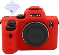 📷 чехол yisau для камер sony a7iii a7riii a7siii: прочный силиконовый чехол для камеры sony alpha a7 iii a7r iii a7siii - в комплекте ткань из микрофибры (красный) логотип