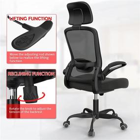 img 3 attached to 🪑 2021 Latest Office Chair: Ergonomic Desk Chair with Adjustable Lumbar Support & Seat Height, High Back Mesh Computer Chair with Flip-up Armrests - BIFMA Certified Task Executive Chair for Home Office