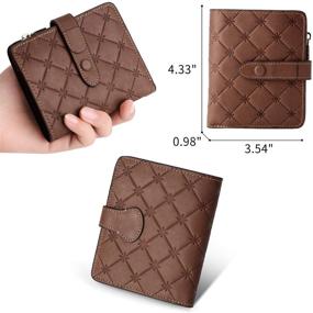 img 2 attached to 👛 Yafeige Women's RFID Blocking Small Compact Leather Wallet Trifold Ladies Zipper Pocket Wallet Coin Purse (Coffee Plaid Flower) - Protect Your Cards and Cash in Style