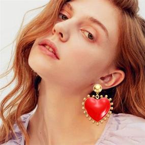 img 3 attached to 💖 NVENF 3 Pairs Heart Earrings - Valentine’s Day Red Heart Drop Dangle Earrings for Women Girls, Enamel Evil Eye LOVE Heart Stud Earring Set - Perfect Gift for Valentine’s Day, Birthday, Anniversary