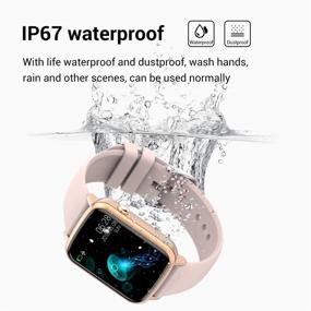 img 2 attached to 👩 Smart Watch for Women - Full Touch Screen Fitness Tracker with Heart Rate Sleep Monitor, IP67 Waterproof Bluetooth Smartwatch for Android iOS Phones. Includes Pedometer, Stopwatch, and More (Pink)