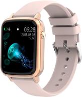 👩 smart watch for women - full touch screen fitness tracker with heart rate sleep monitor, ip67 waterproof bluetooth smartwatch for android ios phones. includes pedometer, stopwatch, and more (pink) logo