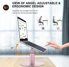 img 1 attached to 👩 YoFeW Aluminum Laptop Stand - Swivel Desk Riser with Multi-Angle & Height Adjustable Design, 360° Rotation Notebook Holder for Mac MacBook Pro Air, Lenovo, Dell XPS, HP (10-17")