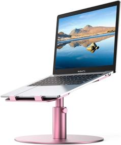img 4 attached to 👩 YoFeW Aluminum Laptop Stand - Swivel Desk Riser with Multi-Angle & Height Adjustable Design, 360° Rotation Notebook Holder for Mac MacBook Pro Air, Lenovo, Dell XPS, HP (10-17")