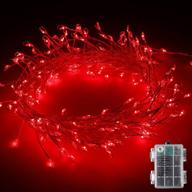 🌟 enhance your outdoor and indoor decor with 8 feet waterproof copper wire firecracker string lights - battery operated, red led starry lights for parties, xmas, garland, wreaths, gardens, and weddings logo