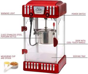 img 3 attached to Elite Electric Tabletop Popcorn Kettle Maker: Retro Carnival Style with Warming Light - 2.5Oz - Red