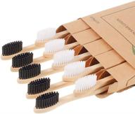 environmentally-friendly biodegradable bamboo toothbrushes - 10 piece bpa free soft bristles set - natural, eco-friendly, green and compostable logo
