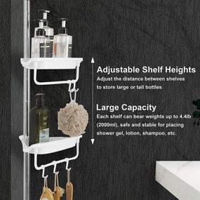 img 3 attached to DYN Ptah White Stainless Steel 5-Shelf Corner Shower Tension Pole - Adjustable Height Storage Organizer for Dorm, Standing Constant Tension Pole for Better Bathroom Organization