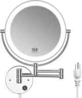 🪞 benbilry 9-inch led wall mount makeup mirror with 10x magnification, extendable double sided lighted magnifying vanity mirror with 13-inch extension, 360-degree swivel rotation for bathroom, powered by plug-in logo