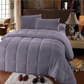 img 3 attached to 🛏️ Oversized King Gray Duvet Insert - All-Season Reversible Plush Down Alternative Comforter - Hypoallergenic with Corner Tabs - 100% Fill - Royal Hotel