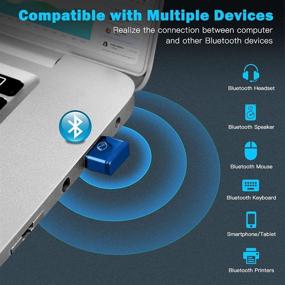 img 2 attached to 🖥️ Mini Bluetooth 5.0 USB Dongle for PC - ZEXMTE Bluetooth Adapter for Computer, Compatible with Windows 10/8.1/8/7, Blue - Ideal for Bluetooth Headphones, Speakers, Keyboard, Mouse, Printer