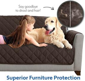 img 3 attached to Mighty Monkey Patented Sofa Slipcover: Reversible, Tear Resistant, Quilted Microfiber, 70” Seat Width, Stain Protector with Straps - Washable Couch Cover for Dogs!