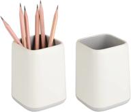 yosco desk pen holder stand two-tone pencil cup pot desk organizer makeup brush holder (white-2 pack) логотип