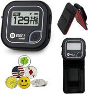 🏌️ golfbuddy voice 2 golf gps/rangefinder bundle with accessories in black: magnetic hat clip, 5 ball markers, and belt clip logo