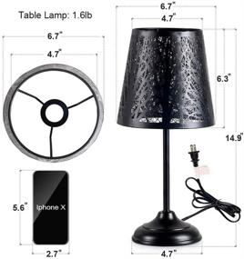 img 1 attached to 🌲 Bedside Lamp Mini Table Lamp for Bedroom, Living Room - Decorative Nightstand Lamp with Black Metal Shade, Forest Lighting - Includes Bulb