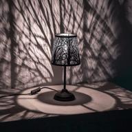 🌲 bedside lamp mini table lamp for bedroom, living room - decorative nightstand lamp with black metal shade, forest lighting - includes bulb logo