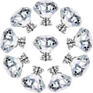 northern brothers crystal glass diamond cabinet knobs – silver dresser pulls for kitchen, bathroom, and office cabinets – set of 10 logo