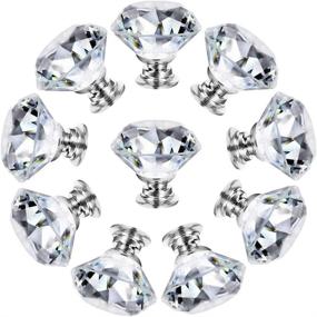 img 4 attached to NORTHERN BROTHERS Crystal Glass Diamond Cabinet Knobs – Silver Dresser Pulls for Kitchen, Bathroom, and Office Cabinets – Set of 10