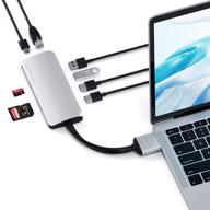 🔌 satechi type-c dual multimedia adapter | dual 4k hdmi, usb-c pd, gigabit ethernet, micro/sd card readers, usb 3.0 | compatible with 2020 macbook pro, macbook air, mac mini (silver) логотип