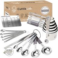 🧰 cuttlelab 22-piece stainless steel measuring cups and spoons set - complete kitchen measuring tool kit with mini spoons, stick leveler, and conversion chart - charcoal edition logo