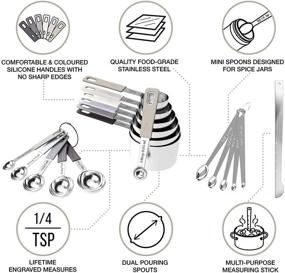 img 2 attached to 🧰 CuttleLab 22-Piece Stainless Steel Measuring Cups and Spoons Set - Complete Kitchen Measuring Tool Kit with Mini Spoons, Stick Leveler, and Conversion Chart - Charcoal Edition