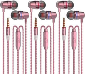 img 1 attached to Наушники VPB V1 с пультом управления и микрофоном - внутриканальные наушники, стереозвук, шумоизоляция - совместимы с смартфонами iOS и Android, ноутбуками, игровыми устройствами - дизайн без узлов - розовые (3 пары)