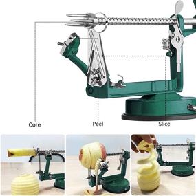 img 3 attached to 🍏 Green QX Apple Peeler with Suction Base - Durable Heavy Duty Die Cast Magnesium Alloy, Includes Apple Slicer Corer and 2 Extra Blades