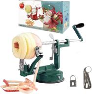 🍏 green qx apple peeler with suction base - durable heavy duty die cast magnesium alloy, includes apple slicer corer and 2 extra blades logo