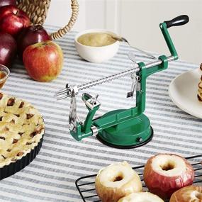 img 1 attached to 🍏 Green QX Apple Peeler with Suction Base - Durable Heavy Duty Die Cast Magnesium Alloy, Includes Apple Slicer Corer and 2 Extra Blades