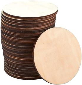 img 4 attached to Craftsman's Dream: 24-Pack of 4 Inch Thick Wooden Cutouts & Circles for Creative Woodcrafts!