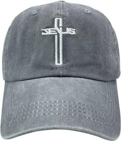 img 4 attached to 🧢 NVJUI JUFOPL Embroidered Christian Jesus Cross Dad Hat: Vintage Styled Baseball Cap for Men