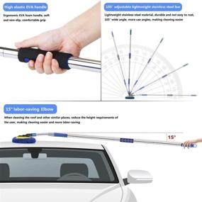 img 2 attached to 🚗 66‘’ Soft Chenille Microfiber Car Wash Brush with Long Handle - Cleaning Tool Kit for RV, SUV, Truck, House - Includes 15° Labor-saving Elbow Extension Stainless Steel Pole & Replacement Head