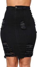 img 4 attached to 👖 Chouyatou Women's Stretchy High Waist Butt-Lifting Bodycon Ripped Denim Pencil Skirt: Embrace Flattering Style with Comfort