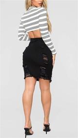 img 1 attached to 👖 Chouyatou Women's Stretchy High Waist Butt-Lifting Bodycon Ripped Denim Pencil Skirt: Embrace Flattering Style with Comfort