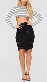img 2 attached to 👖 Chouyatou Women's Stretchy High Waist Butt-Lifting Bodycon Ripped Denim Pencil Skirt: Embrace Flattering Style with Comfort